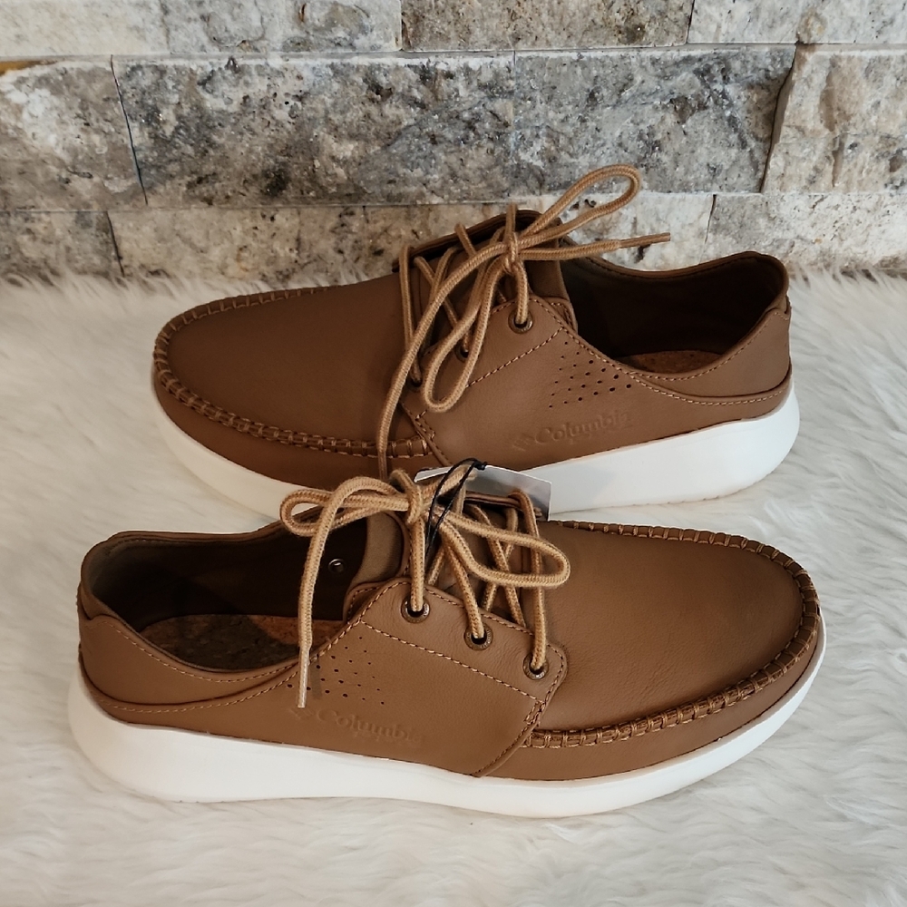 Columbia Men’s Brown Grain Leather Casual Lace-Up Shoes